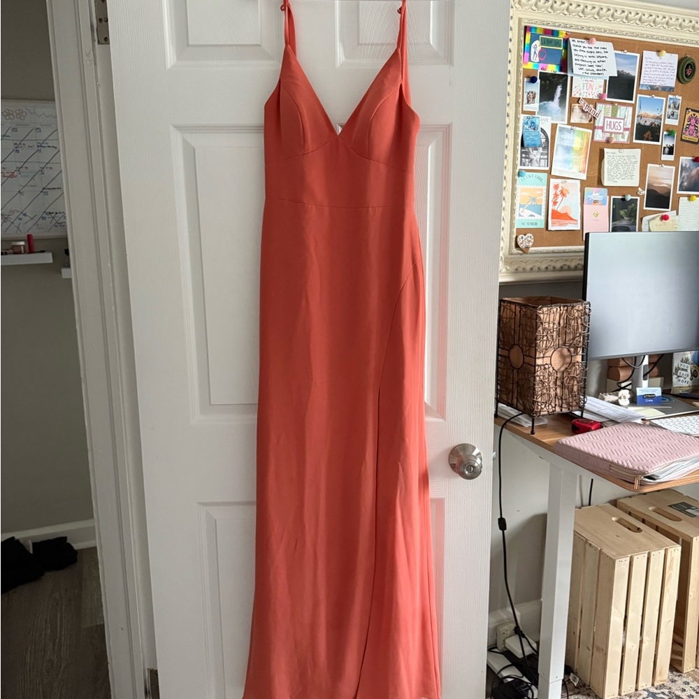 Azazie Pink Sleeveless V-Neck Slip Maxi Dress